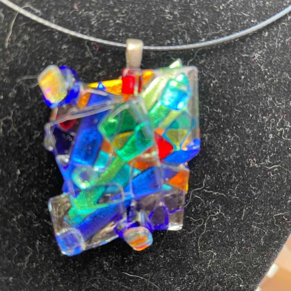 Colorful Handmade glass pieces for necklaces -Set of 7 - Picture 6 of 15